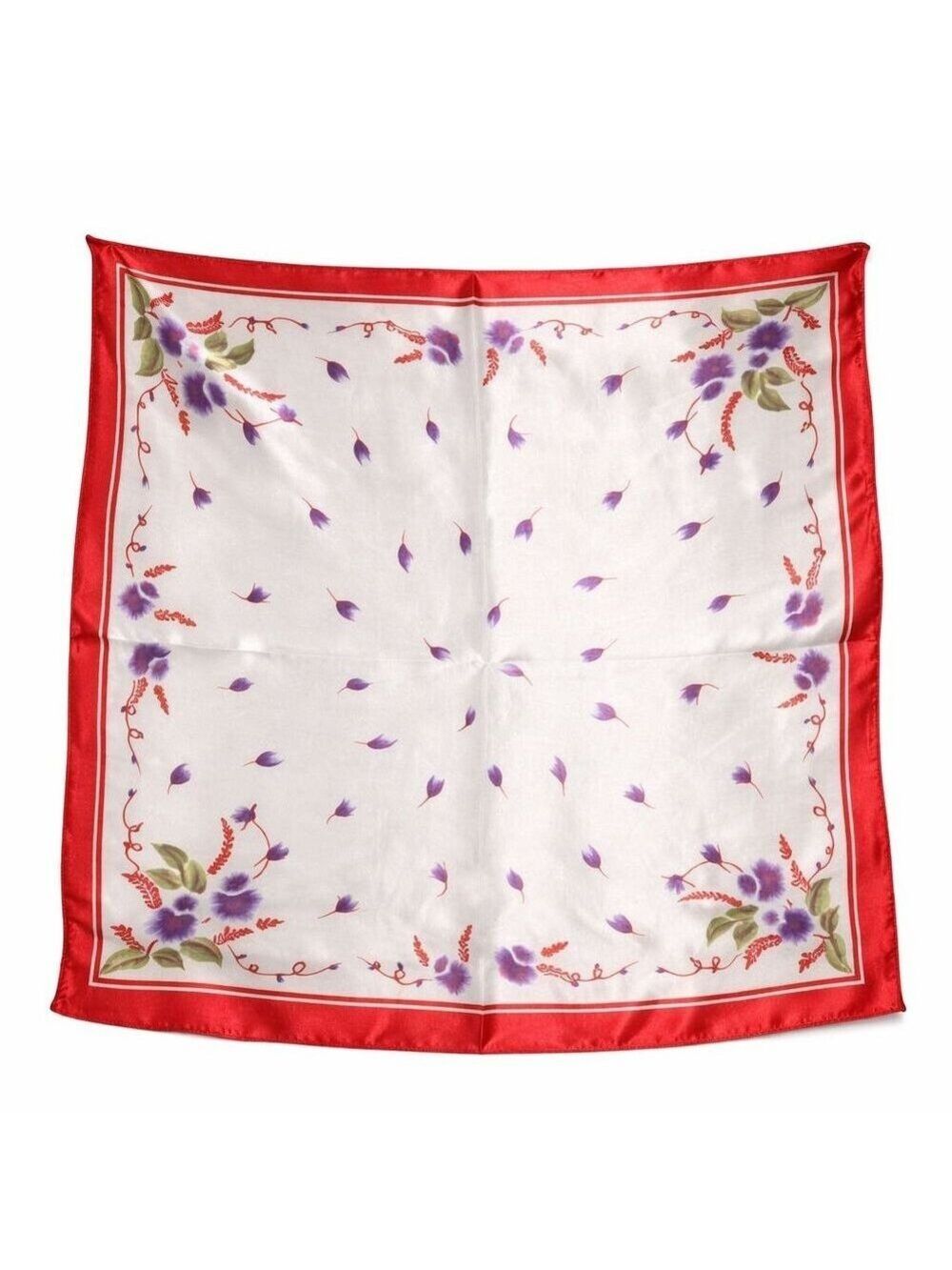 Red Pink Floral Satin Scarf 20x20 Women's Hair Tie Neck Wrist Wrap